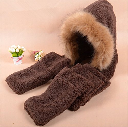 Women's Winter Warm Siamese Hoodie with Gloves