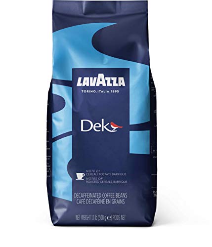 Lavazza Dek Whole Bean Coffee Blend, Decaffeinated Dark Espresso Roast, 1.1-Pound Bag , Authentic Italian, Blended and roasted in Italy, Creamy with smooth flavor and exceptional aroma