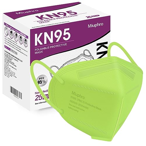 Miuphro KN95 Face Mask, 5-Layer Design Cup Dust Safety KN95 Masks 25 Pack, Green
