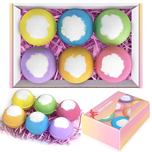 Bath Bombs for Kids, sanyi 6 Bubble Bath Bomb Gifts for Women, Bath&Spa Fizzies with Essential Oil, Anniversary Birthday Gifts for Women, Mom, Her, Him…