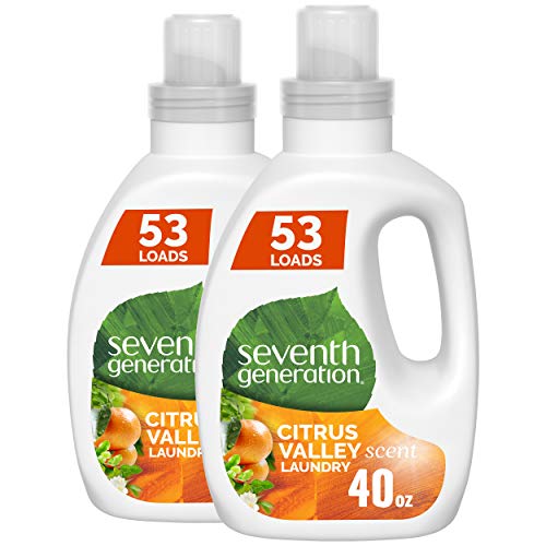 Seventh Generation Concentrated Laundry Detergent, Citrus Valley scent, (53 Loads Each), 40 Fl Oz, Pack of 2