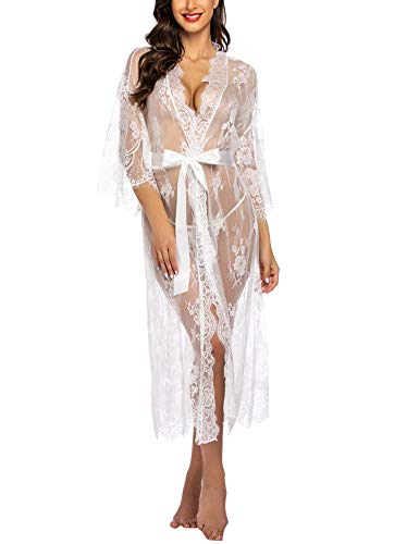 Avidlove Lingerie for Women Sexy Long Lace Dress See Through Kimono Robe