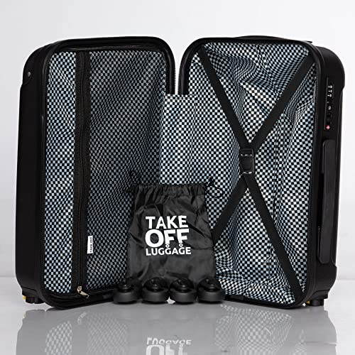 Take OFF Luggage 18-inch Hardshell Carry On Suitcase that Converts into Underseater Luggage Removable Spinner Wheels for Airline Personal Use Requirements 18 x 14 x 8.5 Inches - Black Expandable