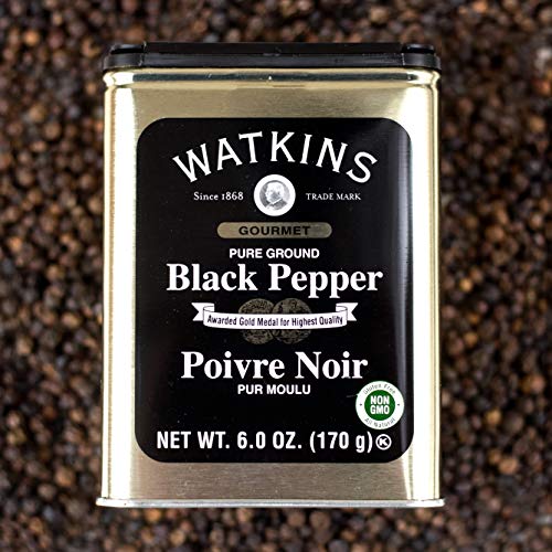 Watkins Gourmet Spice Tin, Pure Ground Black Pepper, 6 oz. Tin, 1-Pack