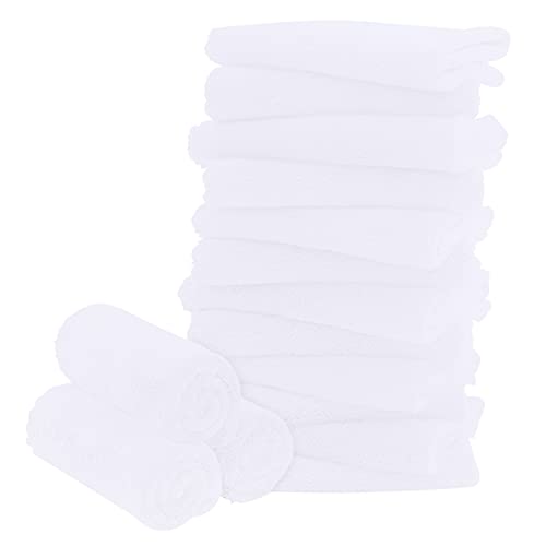 BAMBOO QUEEN 16 Pack Baby Washcloths - Luxury White Coral Fleece - Extra Absorbent and Soft Wash Clothes for Newborns, Infants and Toddlers - Baby Shower - White, 10x10 Inch