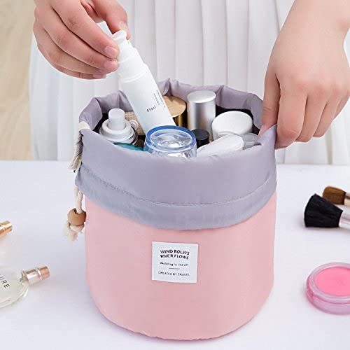 YJQueen Makeup Bag, Travel Makeup Cosmetic Pouch Portable Handbag Toiletry Case Mini Makeup Train Case Cosmetic Bag Cosmetic Organizer Travel Accessories (Pink)