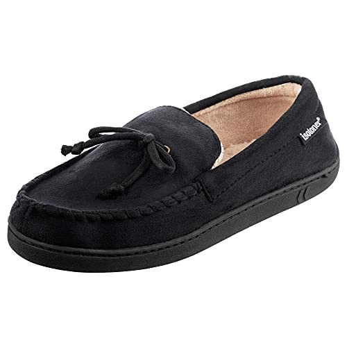 isotoner Men's Slippers, Microsuede Moccasin Indoor/Outdoor House Shoes with Cooling Memory Foam and Skid Resistance