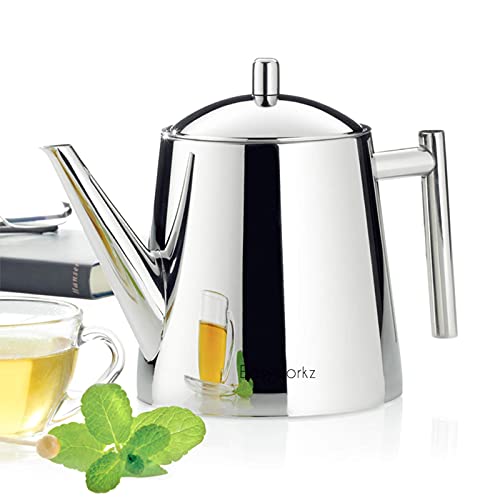 Easyworkz Stainless Steel Teapot with Removeable Infuser 27 oz Stovetop Tea Maker for Fruit Herbal and Infusion Tea
