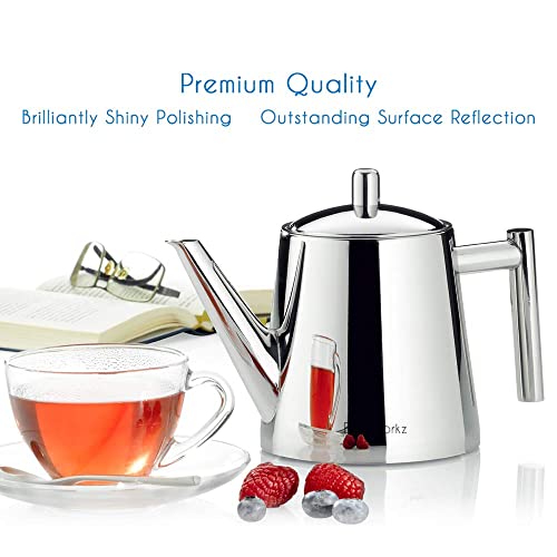 Easyworkz Stainless Steel Teapot with Removeable Infuser 27 oz Stovetop Tea Maker for Fruit Herbal and Infusion Tea