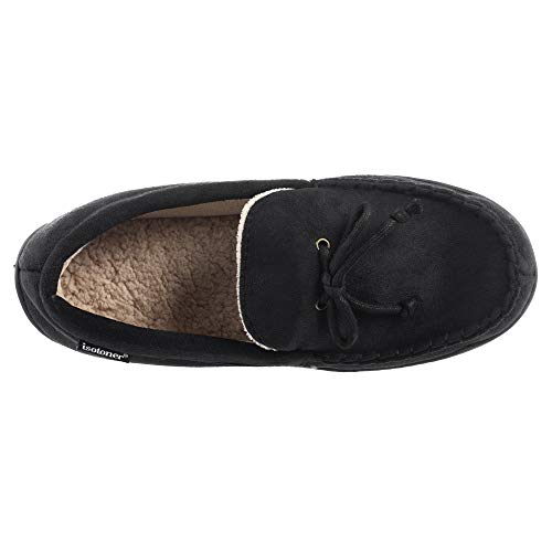 isotoner Men's Slippers, Microsuede Moccasin Indoor/Outdoor House Shoes with Cooling Memory Foam and Skid Resistance