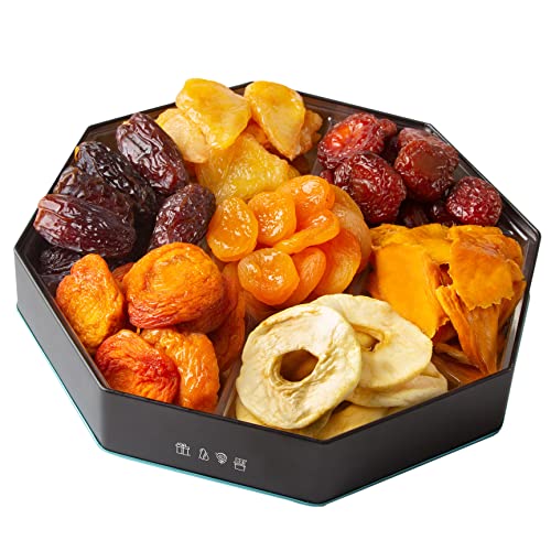 Fathers Day Oh! Nuts 7 Variety Dried Fruit Gift Tin Box - Gourmet Arrangement Platter - Healthy Food Snack Box for Birthday, Anniversary, Corporate - Gift for Women & Men (Dried Fruits)