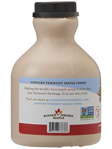 Hidden Springs Maple Organic Vermont Maple Syrup, Grade A Dark Robust (Formerly Grade B), 16 Ounce, 1 Pint, Family Farms, BPA-free Jug