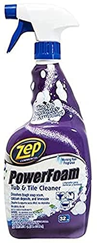 Zep Foaming Shower Tub and Tile Cleaner - 32 Ounce (Case of 12) ZUPFTT32 - No Scrub Formula, Breaks up Tough Buildup on Contact