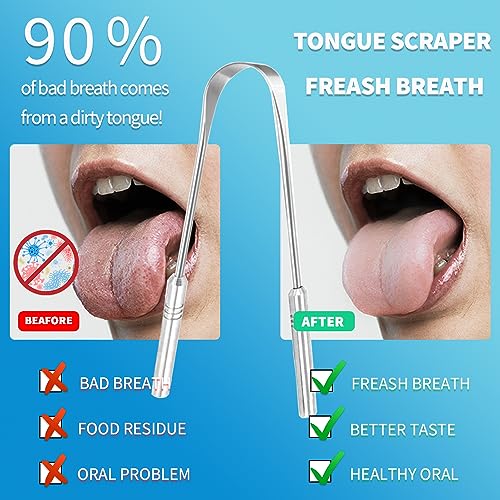 Tongue Scraper for Adults kids Medical Grade Stainless Steel Tongue Cleaner for Oral Hygiene Bad Breath