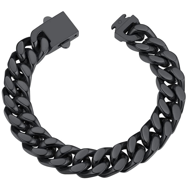 Black Tone Stainless Steel Curb Chain Bracelet