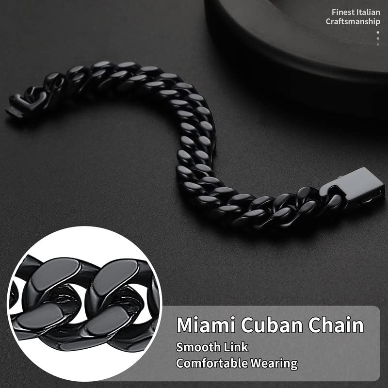 Black Tone Stainless Steel Curb Chain Bracelet