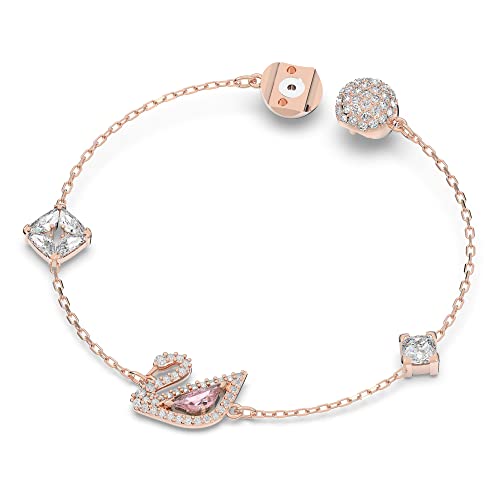 Swarovski Swan Bracelet, Pink and White Crystals, Rose-Gold