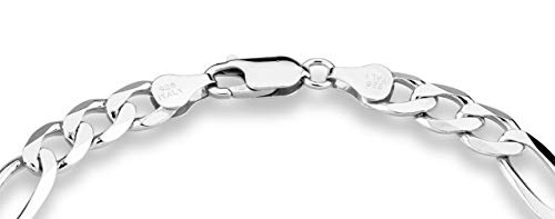 925 Sterling Silver Diamond-Cut Figaro Link Bracelet