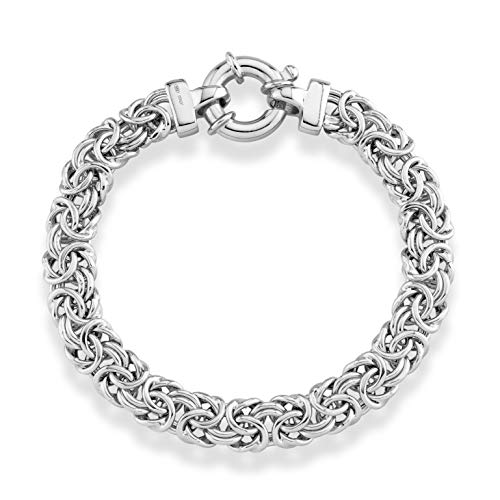Miabella Italian Sterling Silver Byzantine Link Chain Bracelet