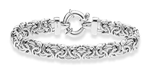 Miabella Italian Sterling Silver Byzantine Link Chain Bracelet