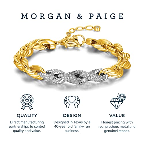 MORGAN & PAIGE Fine Silver Plated Bronze Monte Luna 10mm Cubic Zirconia Rope Chain Bracelet, 7.25" + 1.5" Extension