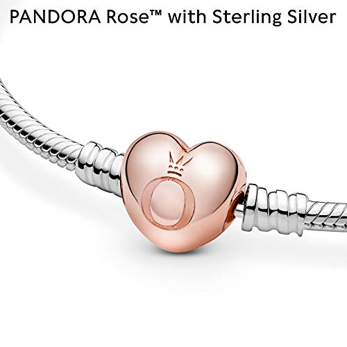 PANDORA Jewelry Moments Heart Clasp Snake Chain Charm Rose Bracelet, 6.3"