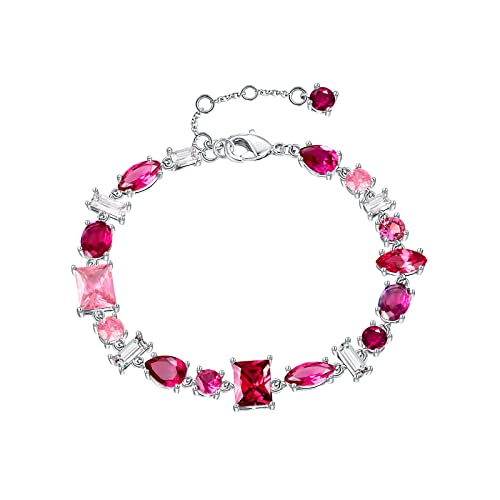 Pink Gemstone Bracelet for Women - Multi Stone Jewelry