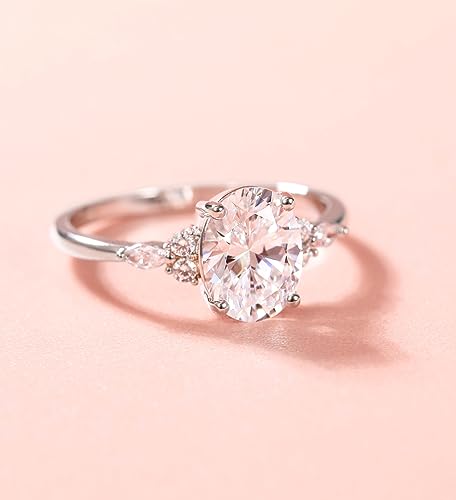TIGRADE Oval Cut CZ Engagement Ring for Women