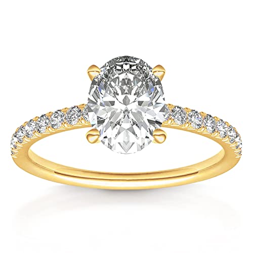 PAVOI 14K Gold Plated Oval Engagement Ring - Size 6
