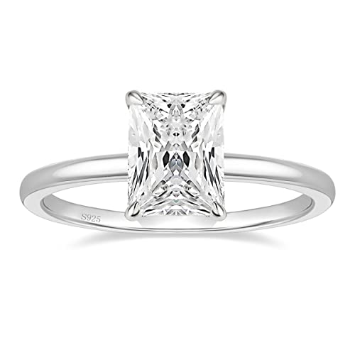 EAMTI 3CT Silver CZ Engagement Wedding Ring, Size 7