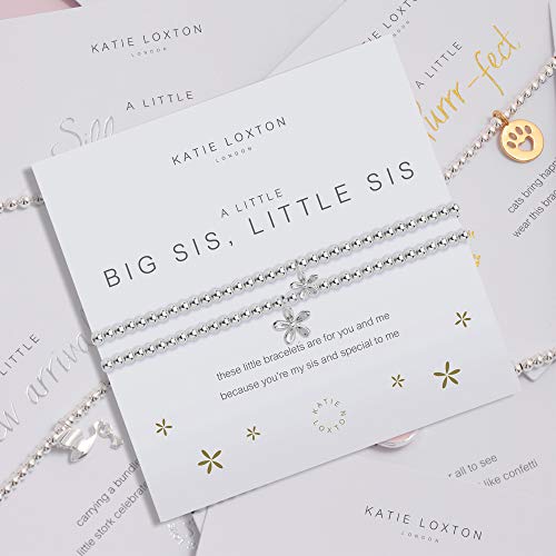 KATIE LOXTON A Little Big Sis Little Sis Silver Women's Stretch Adjustable Charm Bangle Bracelet Set of 2