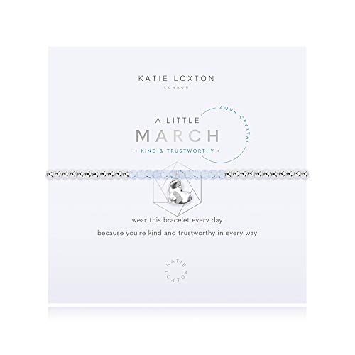 KATIE LOXTON a Little March Birthstone Aqua Color Womens Stretch Fashion Charm Bracelet