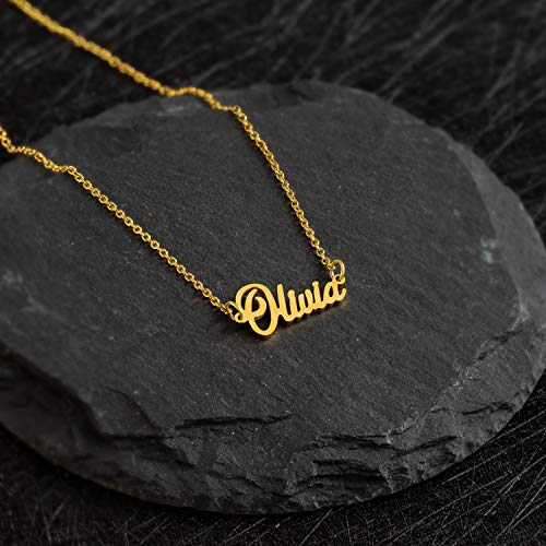 KISPER Personalized 18K Gold Name Pendant Necklace