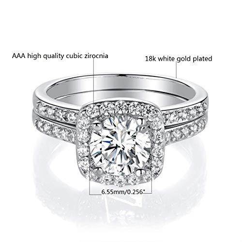MDFUN 18K White Gold CZ Two-In-One Ring, Size 7