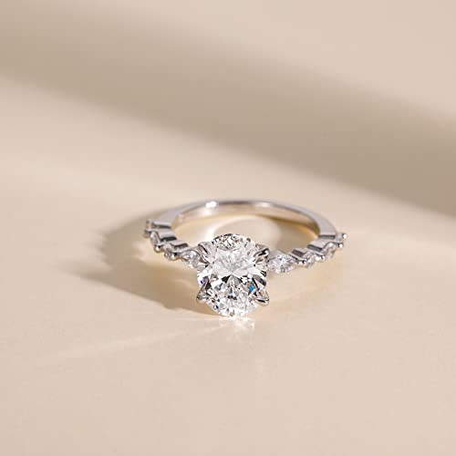 925 Silver Oval Engagement Ring with Halo - Size 7
