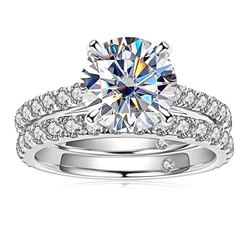 Moissanite Wedding Band & Engagement Ring Set