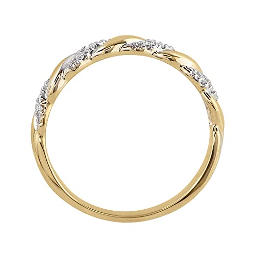 Yellow Gold Diamond-Accent Twist Ring for Women