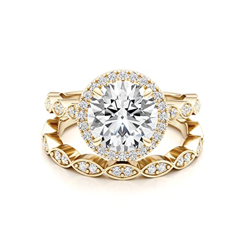 Sparkling Diamond & Moissanite Wedding Ring Set