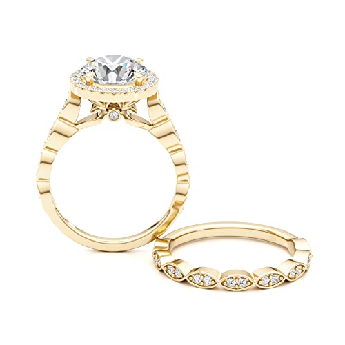 Sparkling Diamond & Moissanite Wedding Ring Set