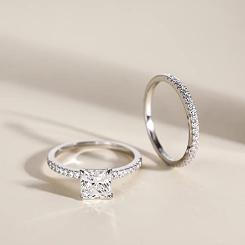 925 Sterling Silver Princess Cut CZ Bridal Ring Set