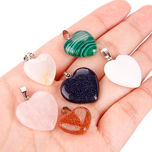 20 Heart Shaped Stone Pendants for DIY Jewelry