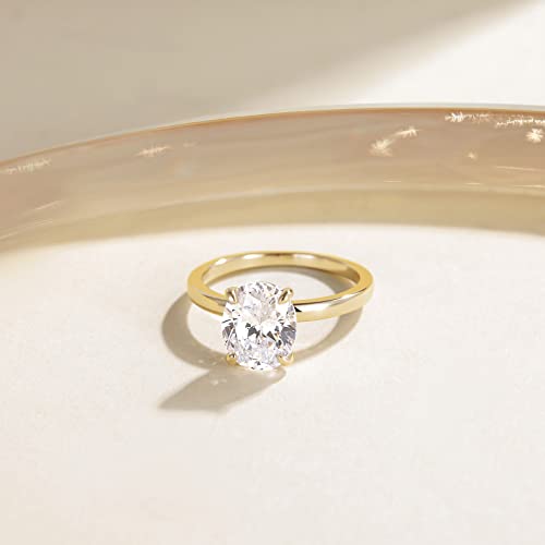 925 Sterling Silver Gold Oval Cut CZ Wedding Ring Size 6.5
