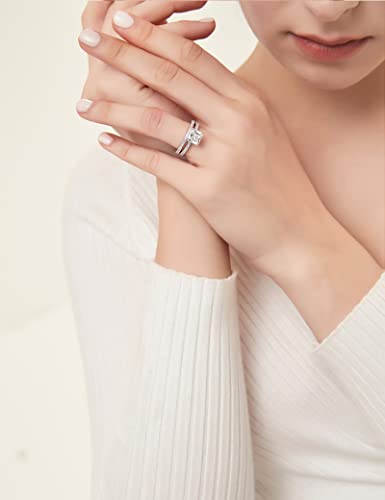 925 Sterling Silver Princess Cut CZ Bridal Ring Set