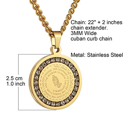 HZMAN Christian Necklace with CZ Gold Pendant