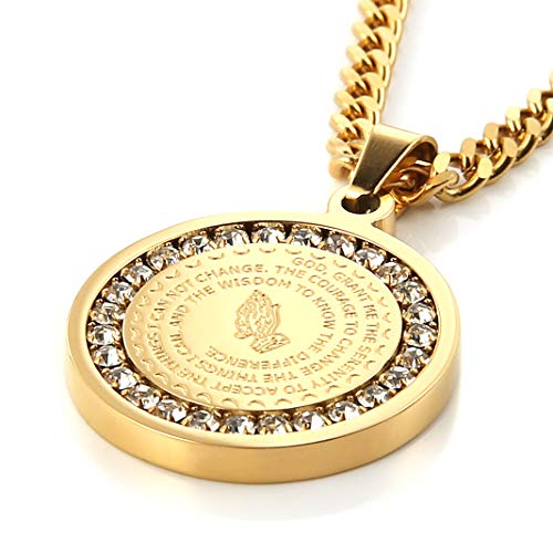 HZMAN Christian Necklace with CZ Gold Pendant