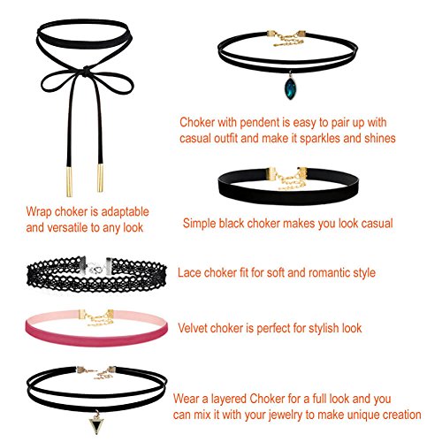 Black Choker Necklaces Set for Teens and Women