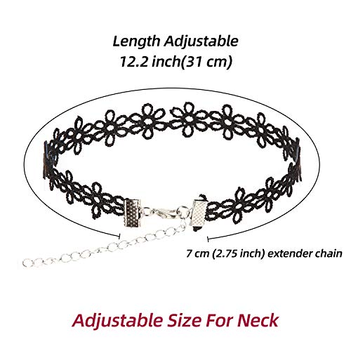 K&Q 27 PCS Choker Necklace, Classic Stretch Colorful Gothic Collar Tattoo Choker Necklace And Black Layered Cute Lace Velvet Choker Necklace Set for Girls and Women…