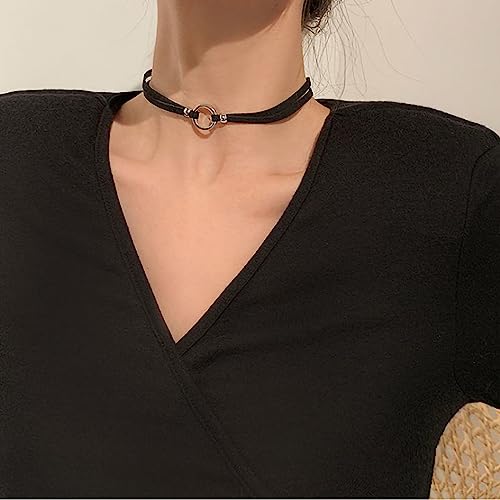 Adjustable Layered Velvet Leather Lace Choker Necklace