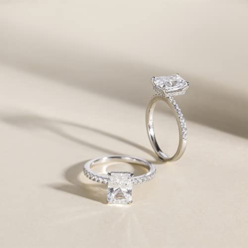 925 Sterling Silver Radiant Cut CZ Wedding Ring