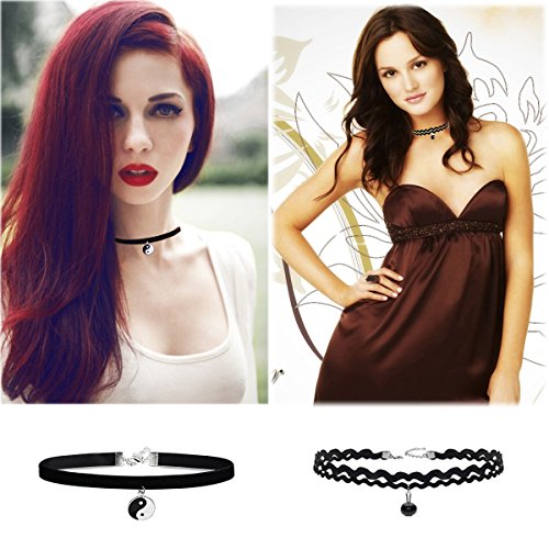 K&Q 27 PCS Choker Necklace, Classic Stretch Colorful Gothic Collar Tattoo Choker Necklace And Black Layered Cute Lace Velvet Choker Necklace Set for Girls and Women…
